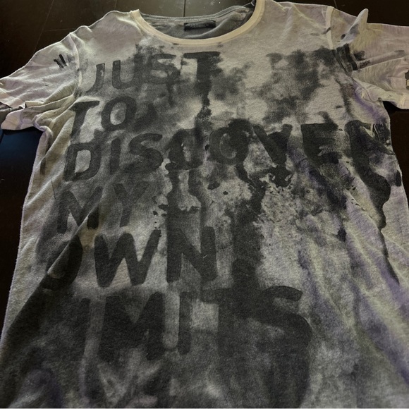 Zara Man T-Shirt Gray Distressed Graffiti Short Sleeve Cotton Tee Size Small - Picture 2 of 5